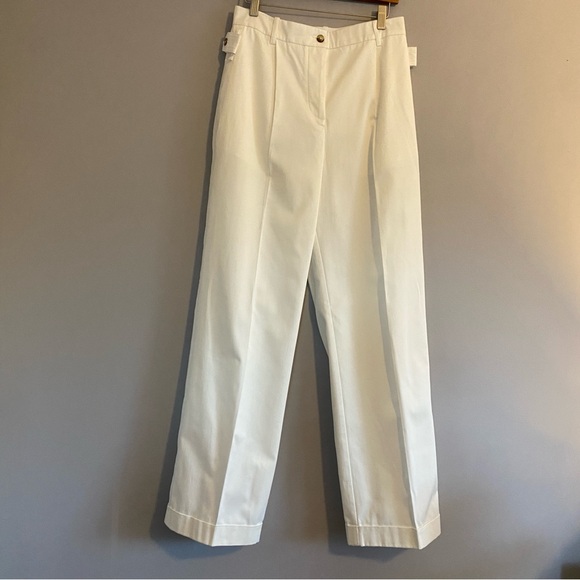 Reiss White Harper Cotton Wide Leg Suit Trousers - Picture 2 of 10